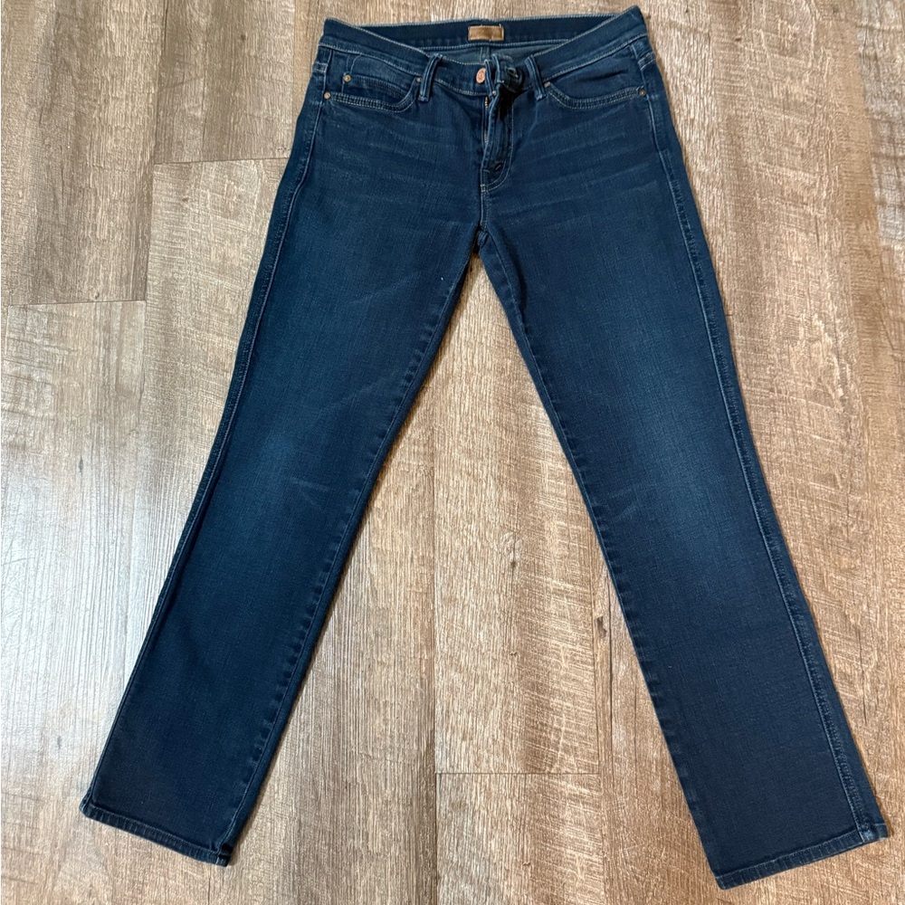 MOTHER Straight Leg Jeans in Dark Indigo Blue